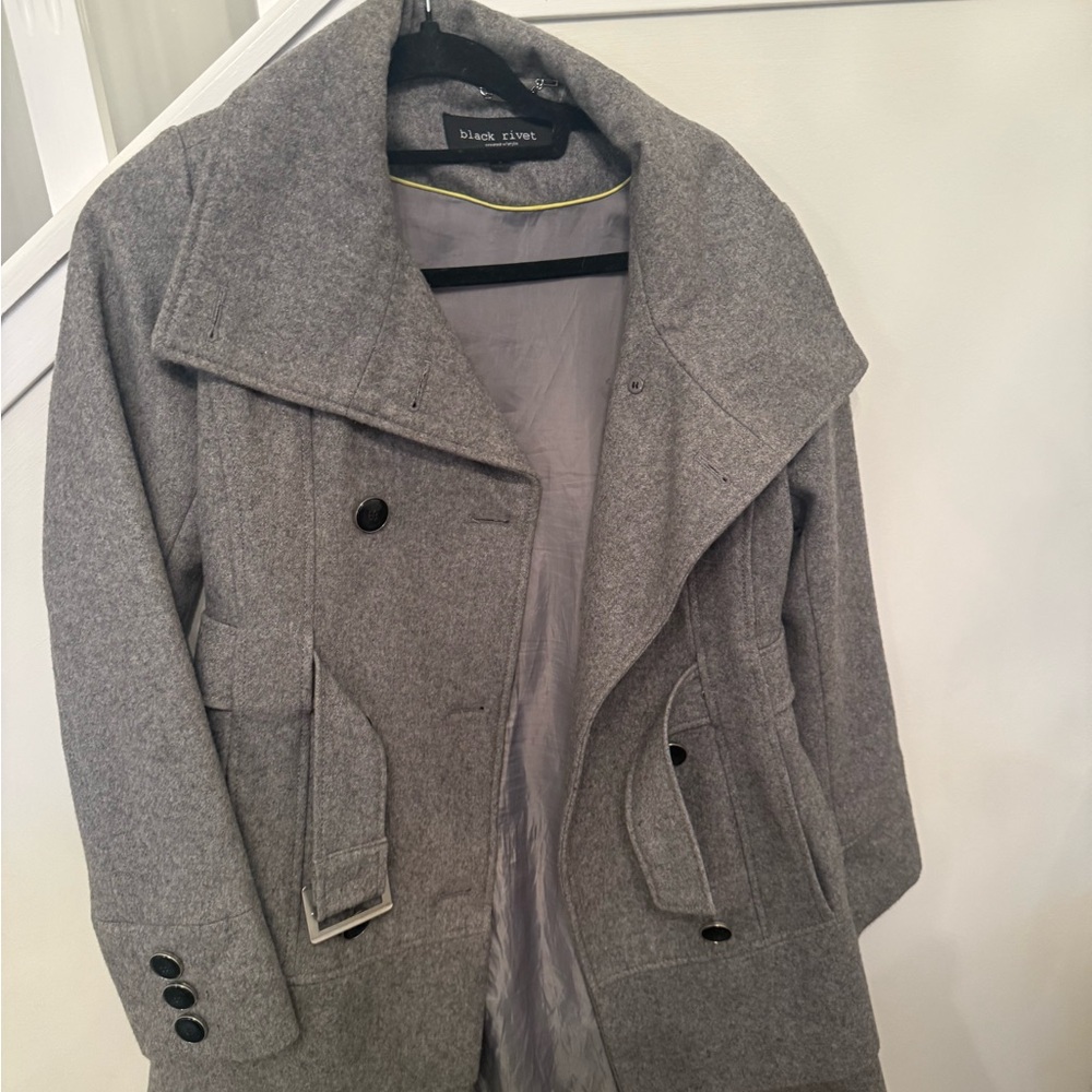 Black Rivet Gray Wool Coat